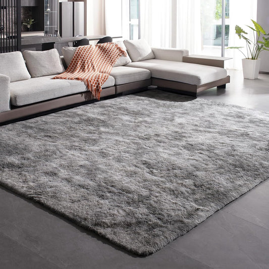 Modern XXL Silver-Gray Area Rug – Low Plush Shag