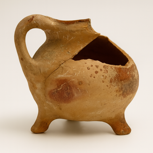 14th-Century Medieval Tripod Clay Vessel – Authentic Utrecht Archaeological Excavation Find