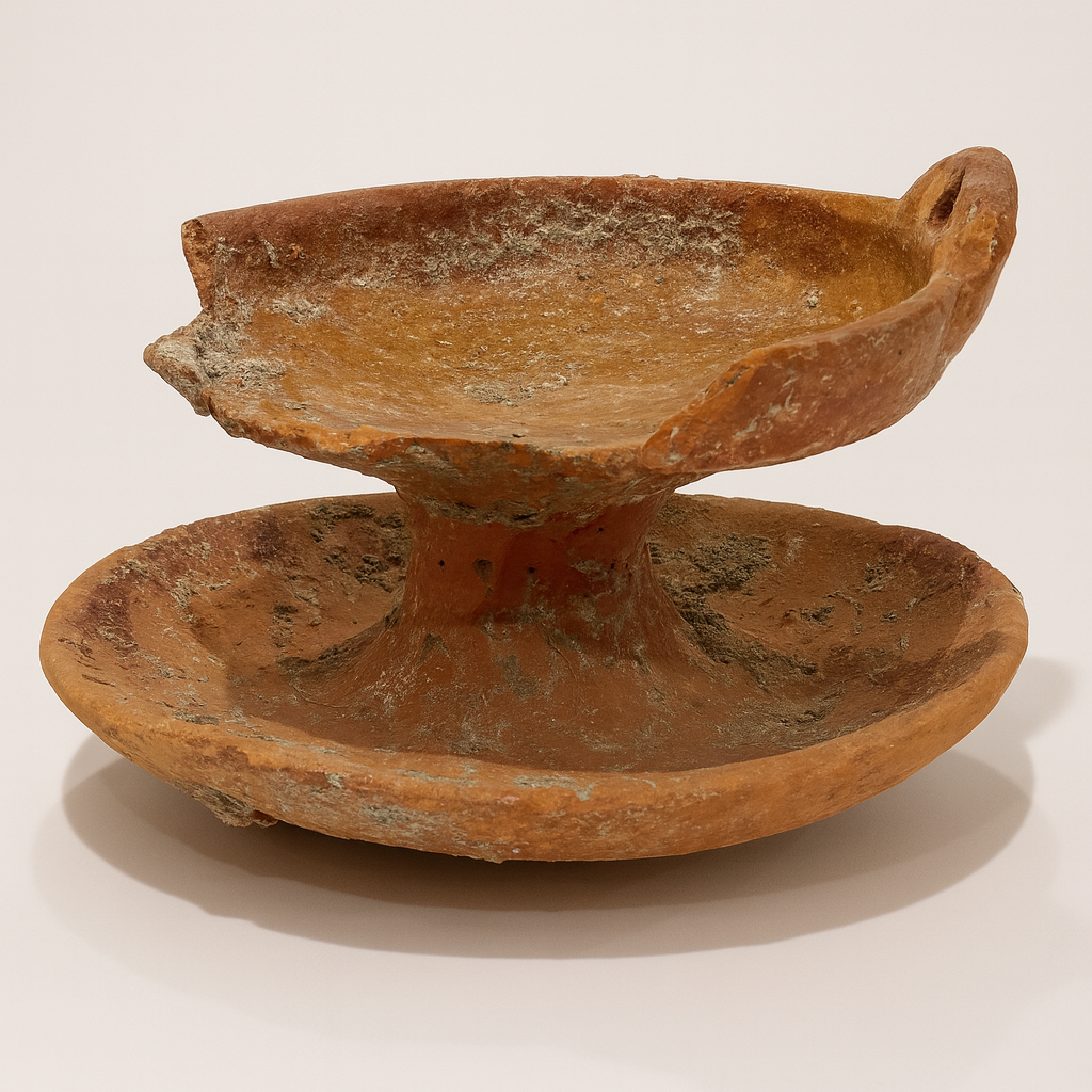 Rare 14th-Century Medieval Two-Tier Ceramic Stand – Authentic Utrecht Archaeological Artifact