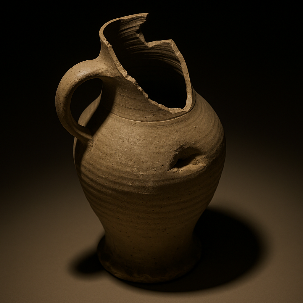 14th-Century Medieval Roman Clay Pitcher – Authentic Utrecht Archaeological Excavation Find