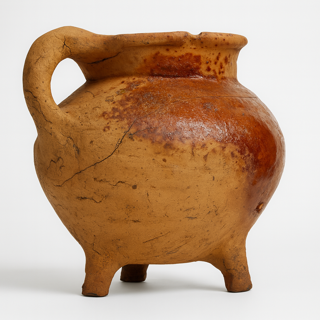 Rare 14th-Century Medieval Roman Glazed Clay Pot – Authentic Utrecht Archaeological Artifact