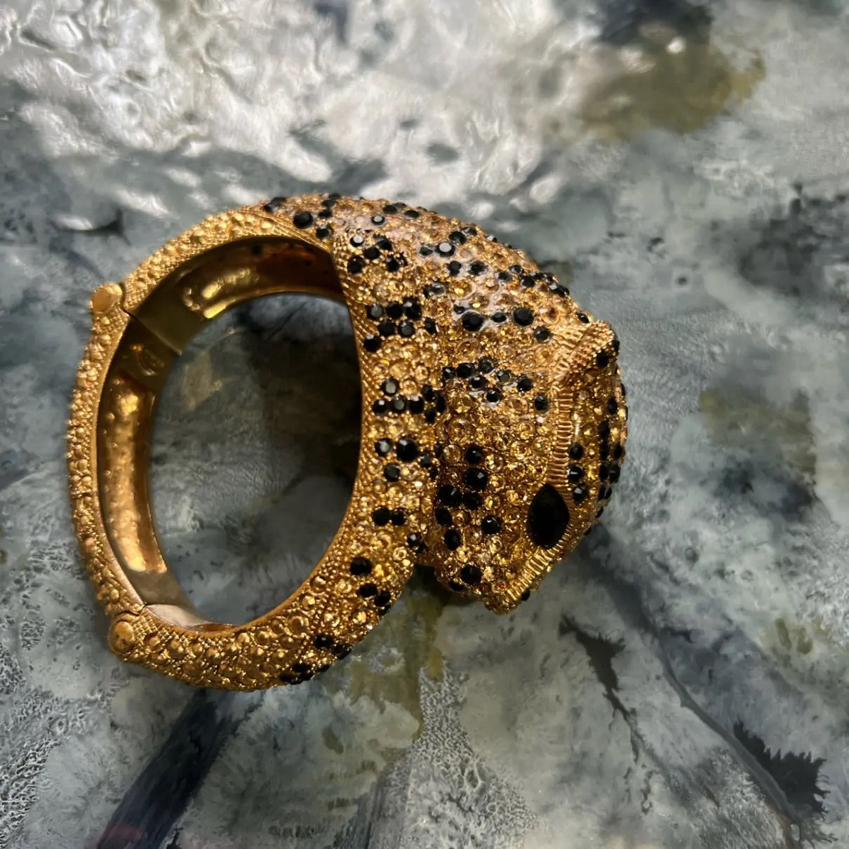 Roberto Cavalli Gold & Swarovski Crystal Panther Bracelet