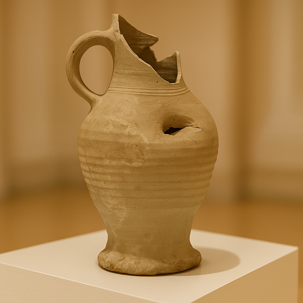 14th-Century Medieval Roman Clay Pitcher – Authentic Utrecht Archaeological Excavation Find