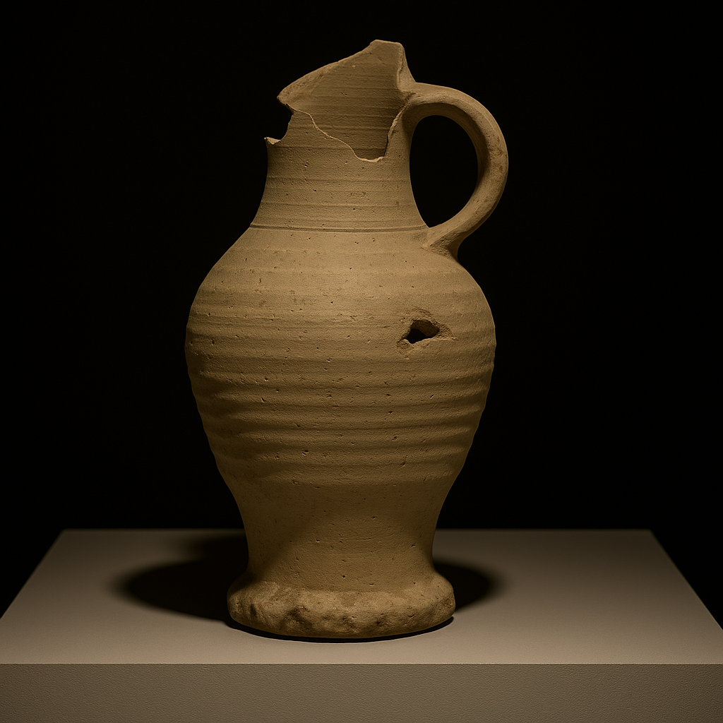 14th-Century Medieval Roman Clay Pitcher – Authentic Utrecht Archaeological Excavation Find