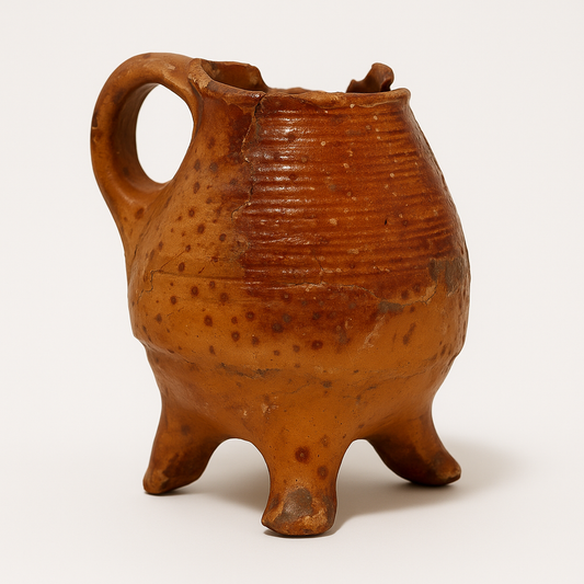 Rare 14th-Century Tripod Roman Glazed Pot – Authentic Medieval Utrecht Archaeological Artifact