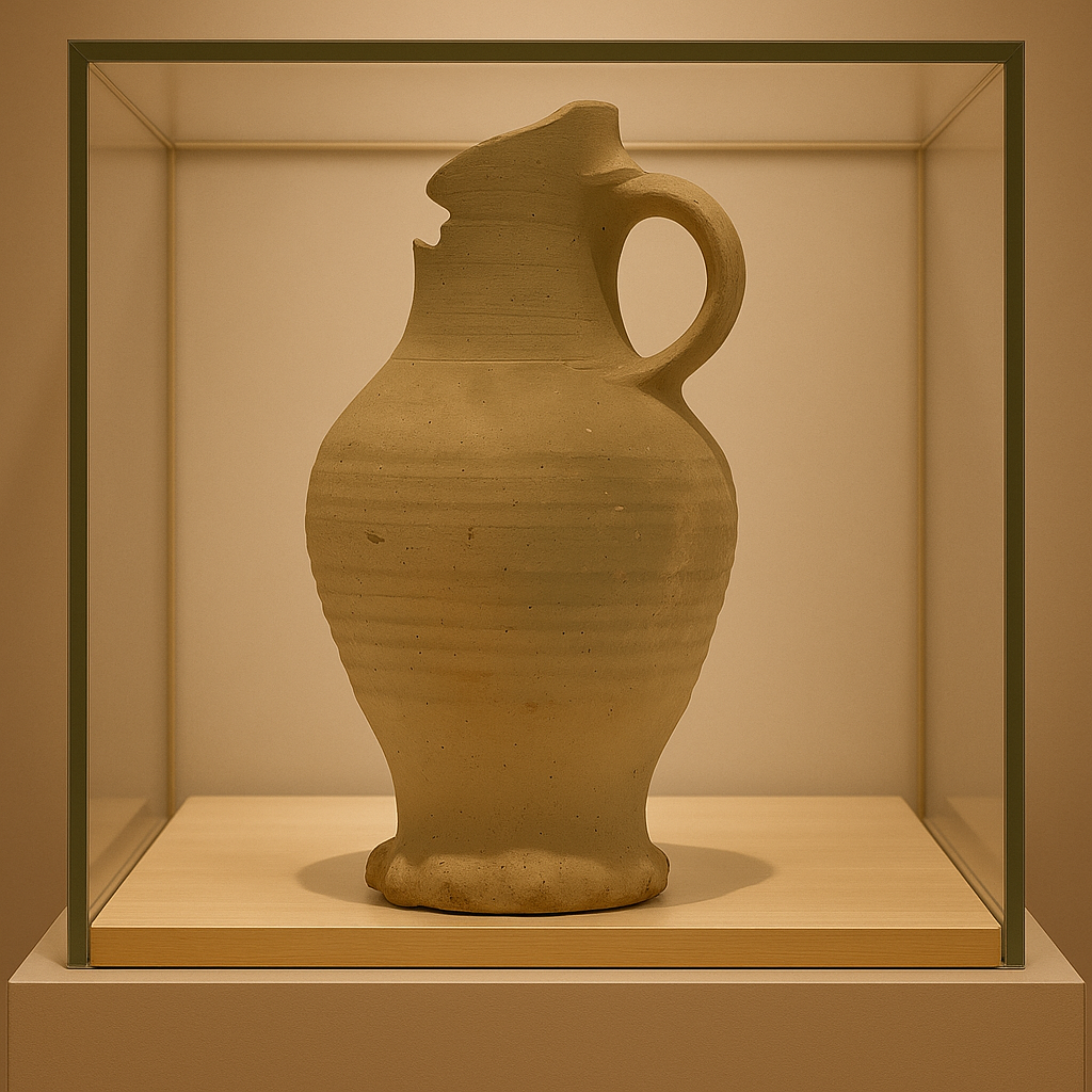 14th-Century Medieval Roman Clay Pitcher – Authentic Utrecht Archaeological Excavation Find