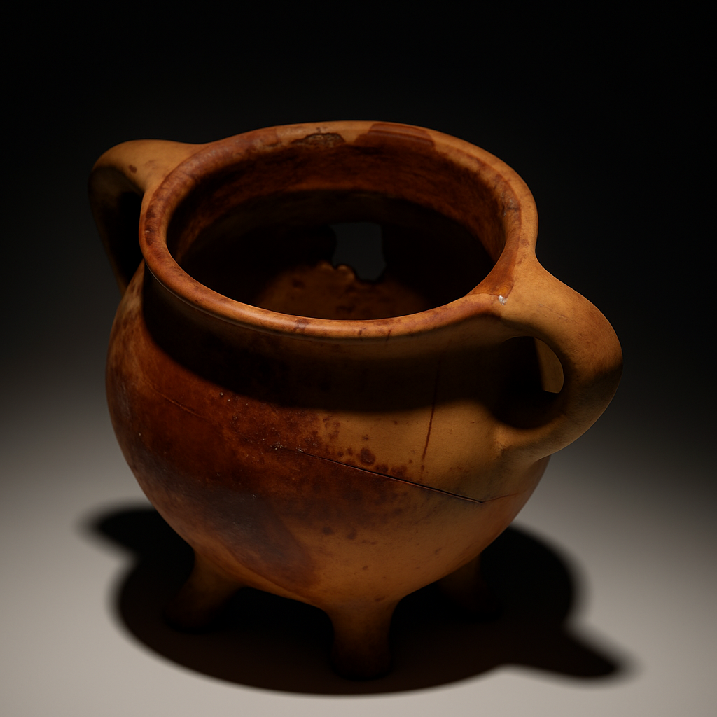 Rare 14th-Century Medieval Roman Glazed Clay Pot – Authentic Utrecht Archaeological Artifact