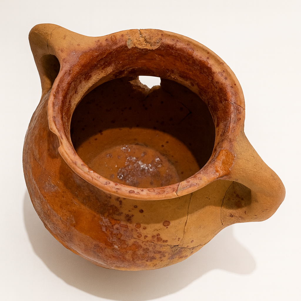 Rare 14th-Century Medieval Roman Glazed Clay Pot – Authentic Utrecht Archaeological Artifact