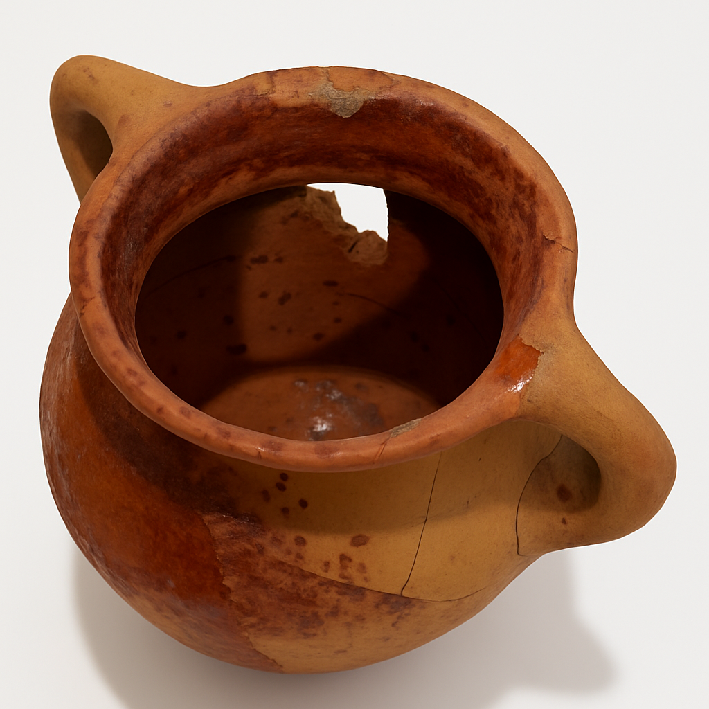 Rare 14th-Century Medieval Roman Glazed Clay Pot – Authentic Utrecht Archaeological Artifact