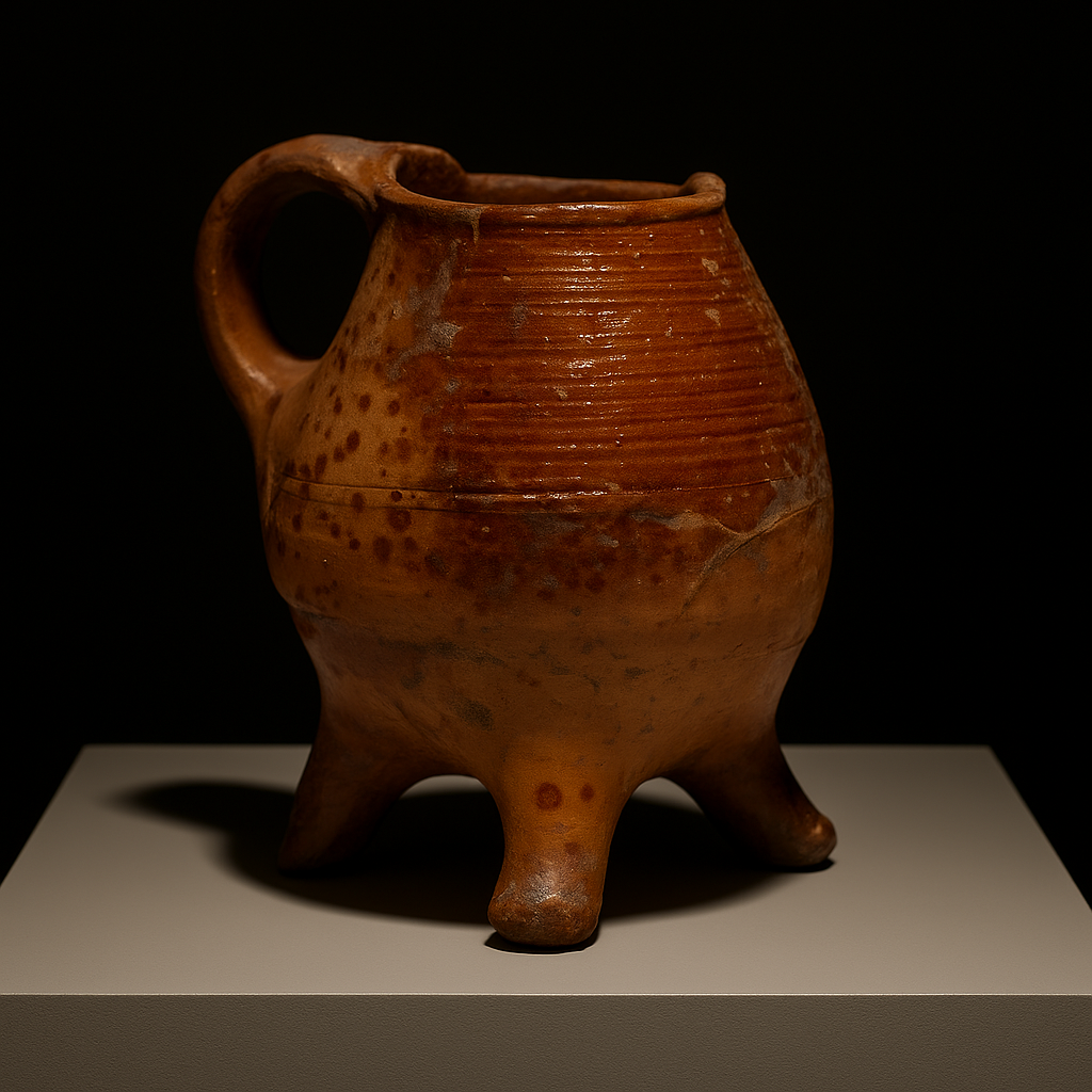 Rare 14th-Century Tripod Roman Glazed Pot – Authentic Medieval Utrecht Archaeological Artifact