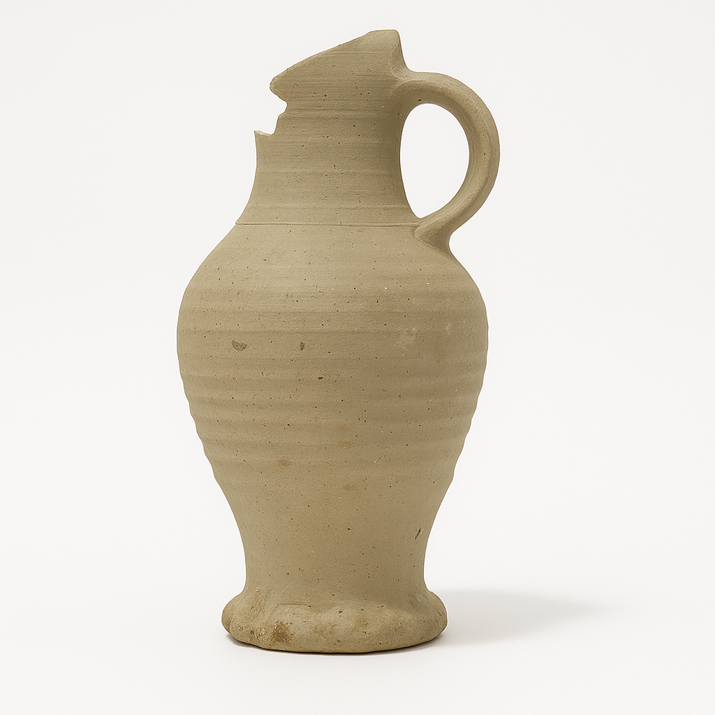 14th-Century Medieval Roman Clay Pitcher – Authentic Utrecht Archaeological Excavation Find