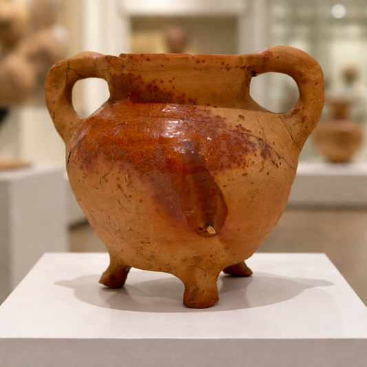 Rare 14th-Century Medieval Roman Glazed Clay Pot – Authentic Utrecht Archaeological Artifact