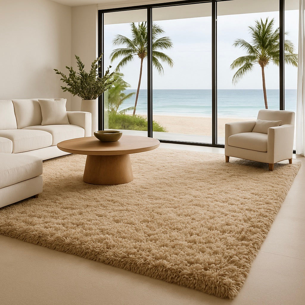 Modern XL Asiatic Ultra-Plush Shaggy Rug – Sand (Galeria)