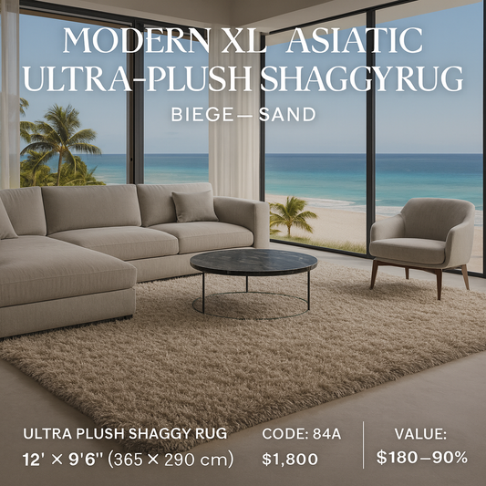 Modern XL Asiatic Ultra-Plush Shaggy Rug – Sand (Galeria)