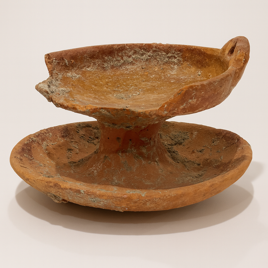 Rare 14th-Century Medieval Two-Tier Ceramic Stand – Authentic Utrecht Archaeological Artifact