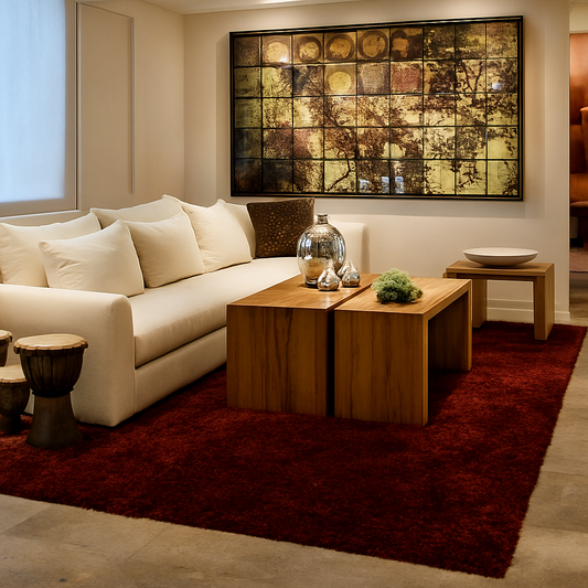 Modern Area Rug XL Wine Red Shag