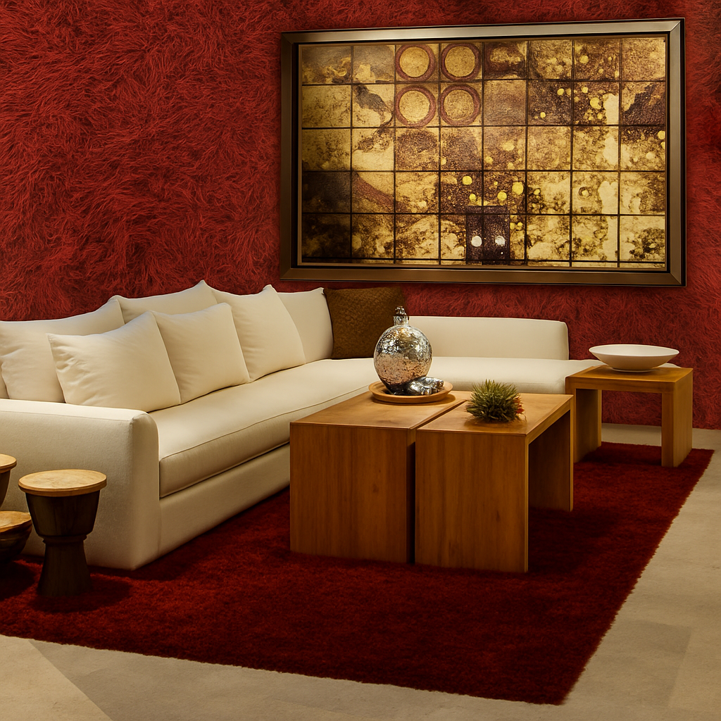 Modern Area Rug XL Wine Red Shag