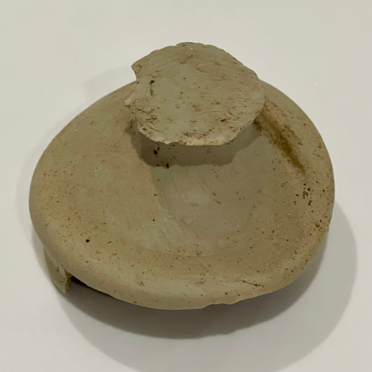 Rare 14th-Century Medieval Ceramic Lid Fragment – Authentic Utrecht Archaeological Artifact