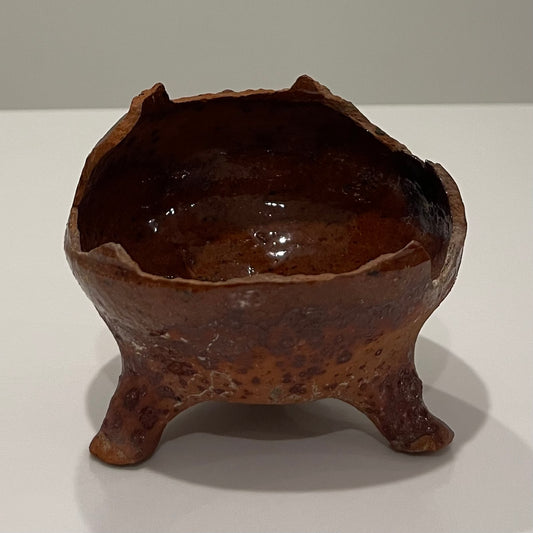 Rare 14th-Century Medieval Tripod Glazed Pot – Authentic Utrecht Archaeological Artifact