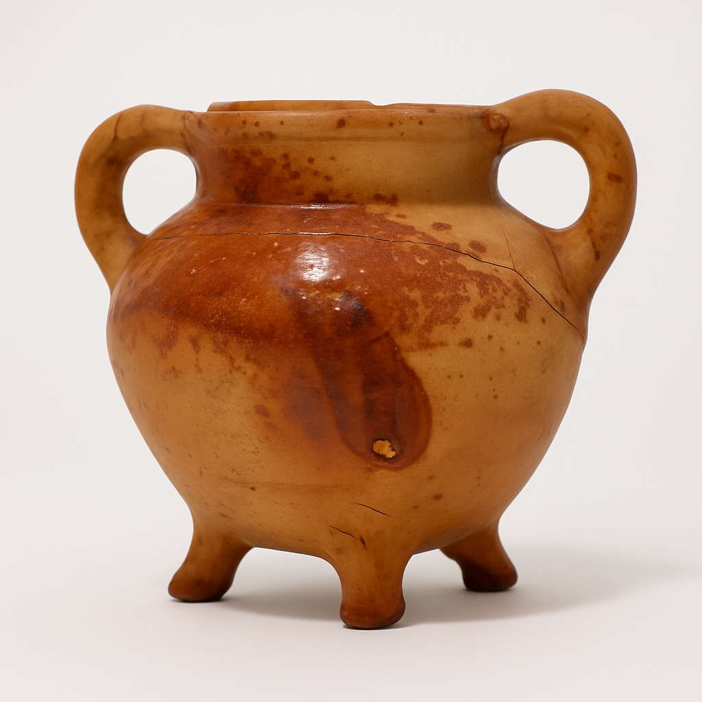 Rare 14th-Century Medieval Roman Glazed Clay Pot – Authentic Utrecht Archaeological Artifact