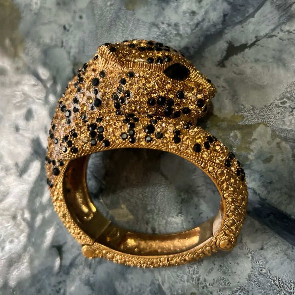 Roberto Cavalli Gold & Swarovski Crystal Panther Bracelet